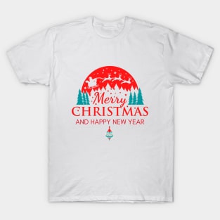 Merry Christmas and Happy New Year Retro Design T-Shirt
